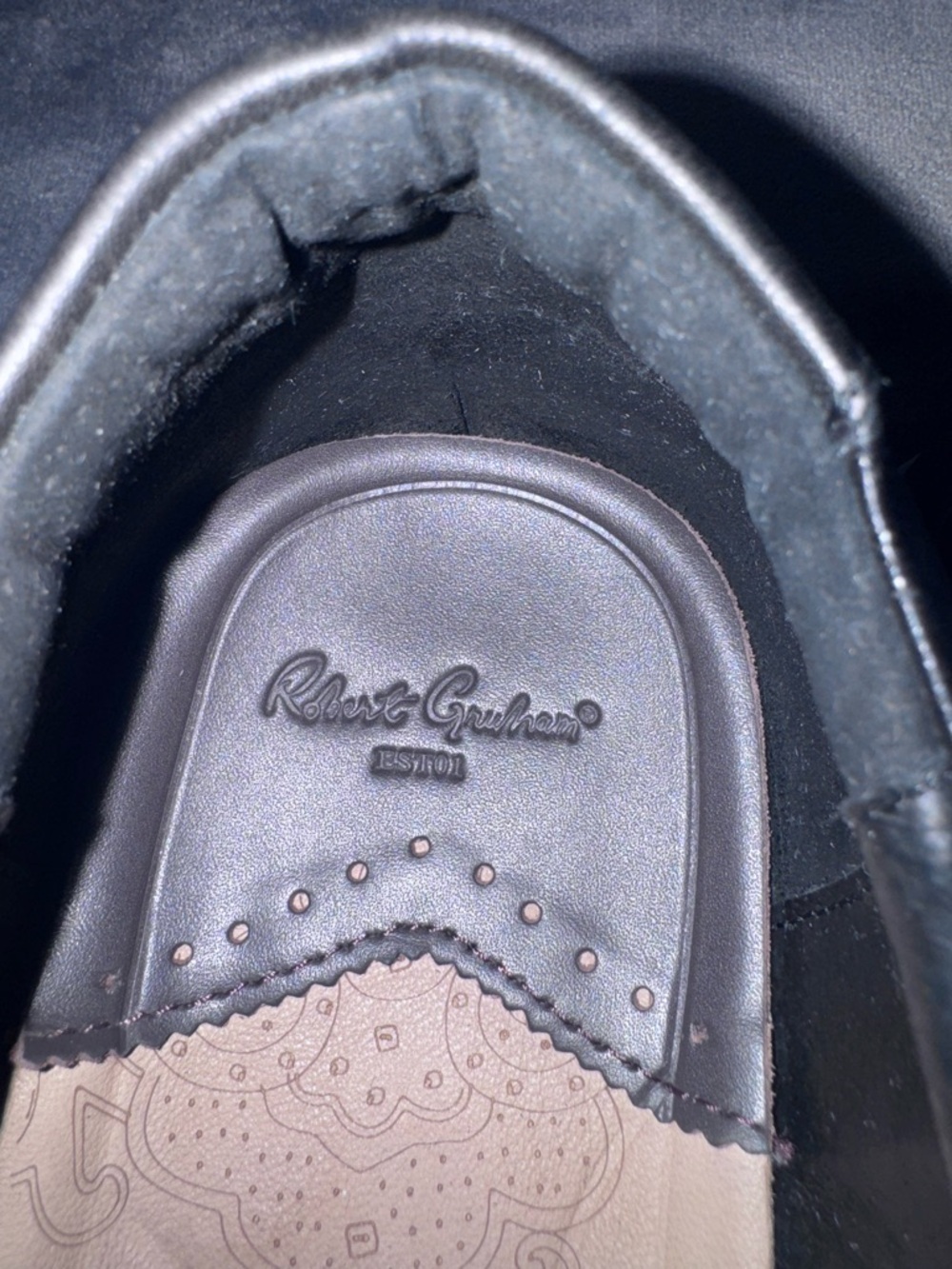 Robert Graham Rider Black Embossed Leather Slip-On Sneakers - Picture 9 of 11